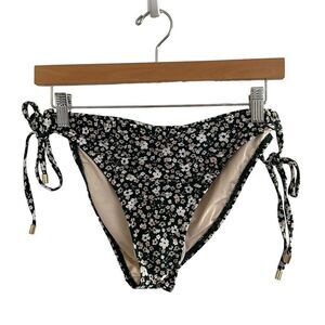Peony Petite Fleur Tie Side Pant Bikini Swim Bottoms Black‎ Floral 14 or US 10